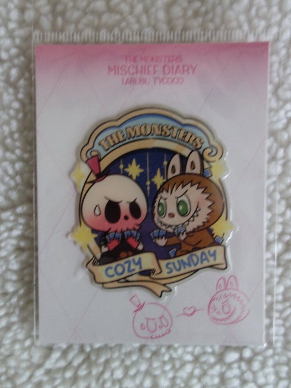 New Sealed THE MONSTERS Mischief Diary Labubu Tycoco Sticker β Cozy Sunday